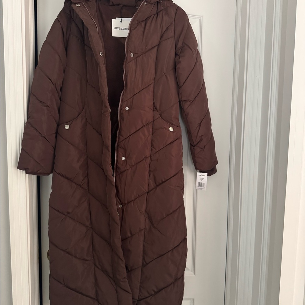 Steve Madden Chocolate Puffer Coat